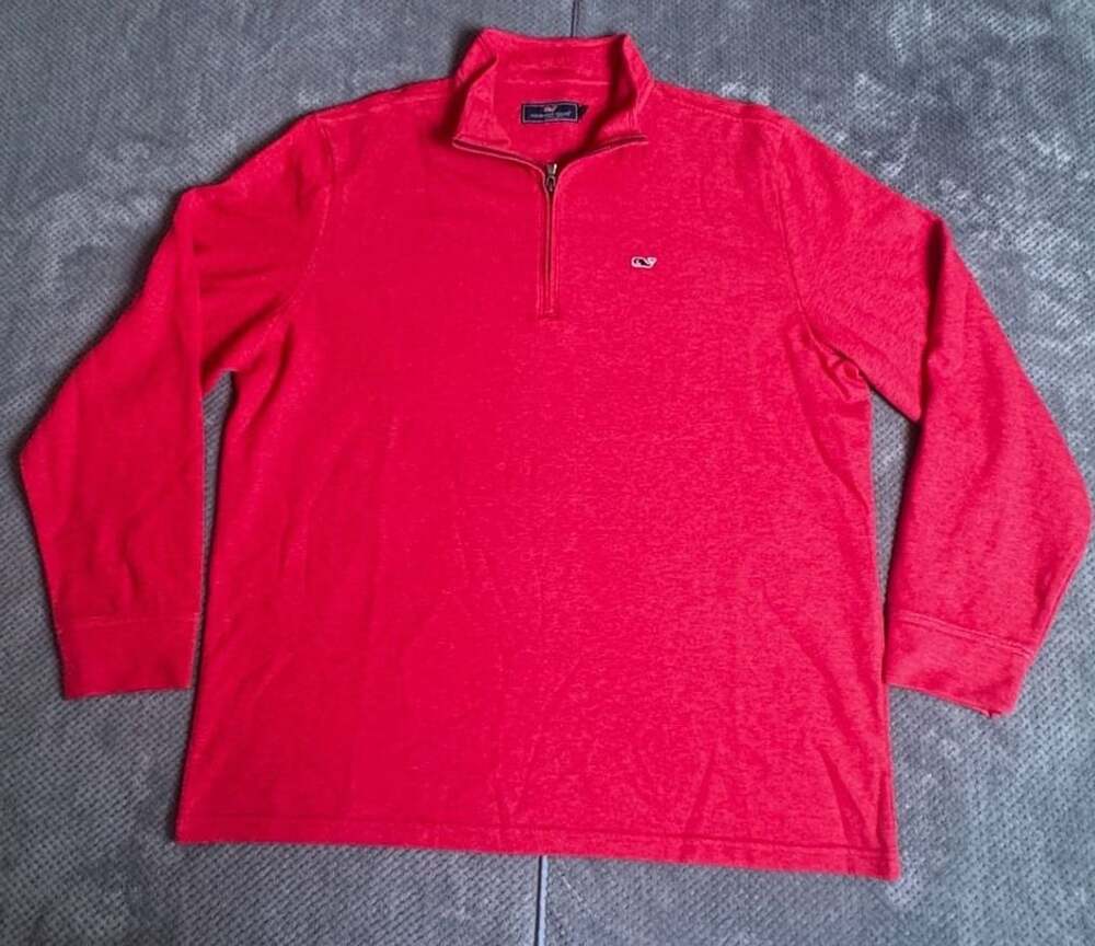 Vineyard Vines Men's Saltwater Quarter-Zip Pullover Sweater Red XL 1213